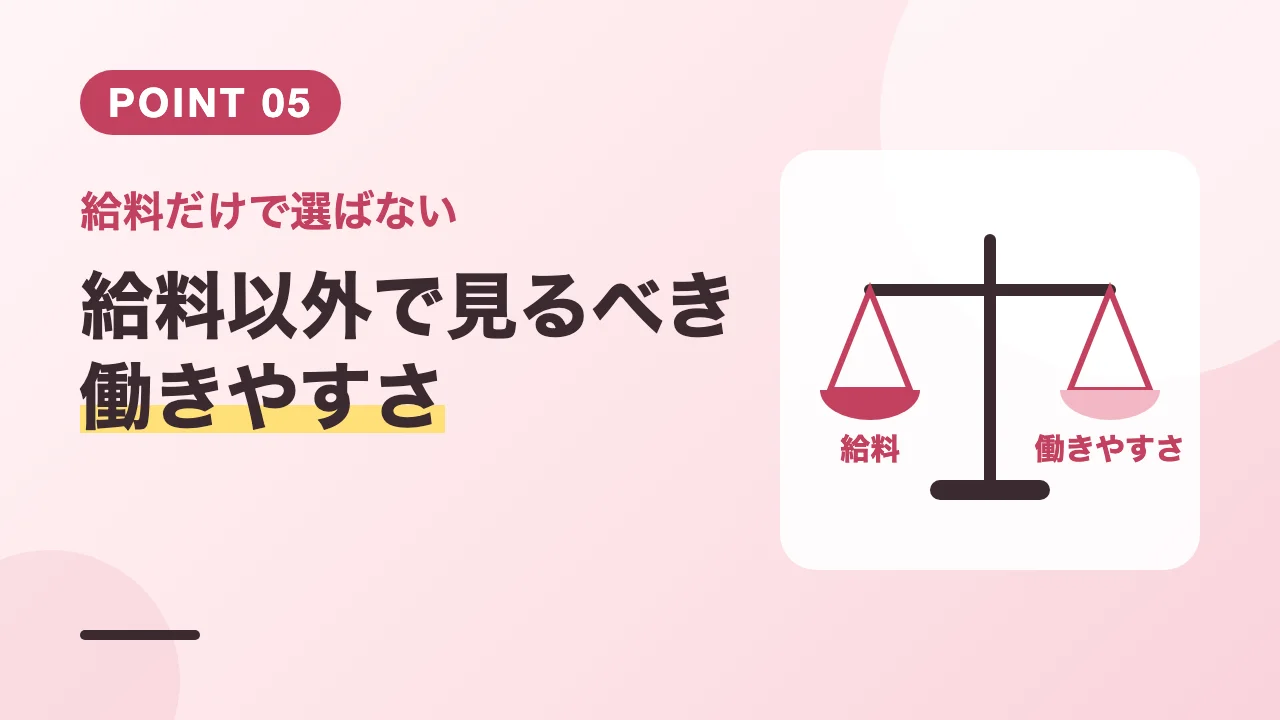 休日や残業やノルマなど給料以外で見るべき働きやすさのバナー